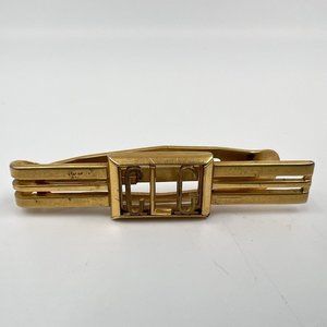 Vintage Swank Tie Clip Bar Tack Clasp Initials Monogram CLG Men Gift Art Deco